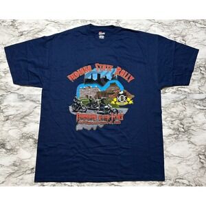 Hanes Men's T-Shirt Size XL Blue Harley Owners Group Indiana State Rally‎ 2006